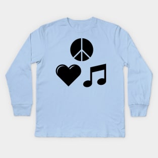 Peace, Love, & Music Kids Long Sleeve T-Shirt